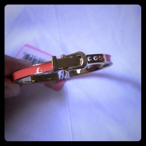 Coral and Gold Belt Style Bracelet